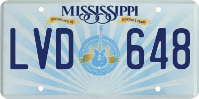 MS license plate LVD648