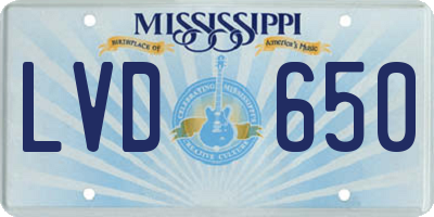 MS license plate LVD650