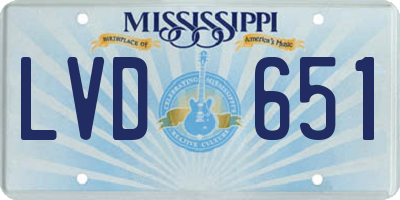 MS license plate LVD651