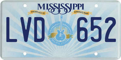 MS license plate LVD652