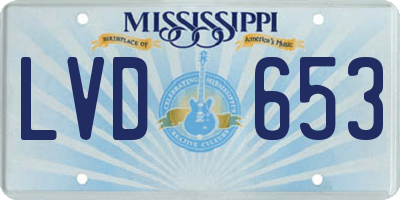 MS license plate LVD653