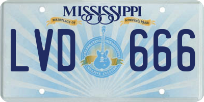 MS license plate LVD666