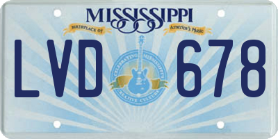 MS license plate LVD678