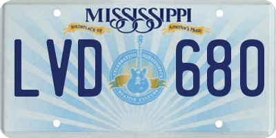 MS license plate LVD680