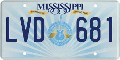 MS license plate LVD681