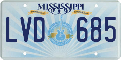 MS license plate LVD685
