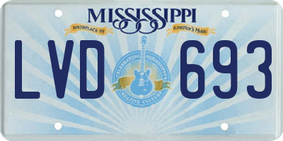 MS license plate LVD693