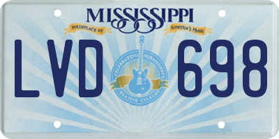 MS license plate LVD698