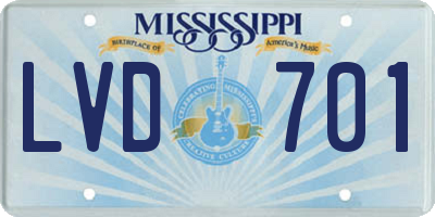 MS license plate LVD701