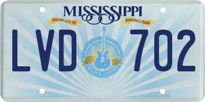 MS license plate LVD702
