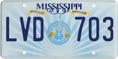 MS license plate LVD703