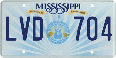 MS license plate LVD704