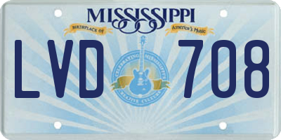 MS license plate LVD708