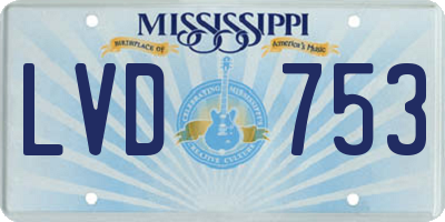 MS license plate LVD753
