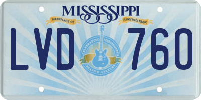 MS license plate LVD760