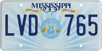 MS license plate LVD765