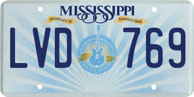 MS license plate LVD769