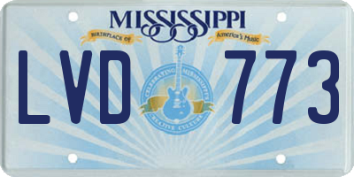 MS license plate LVD773