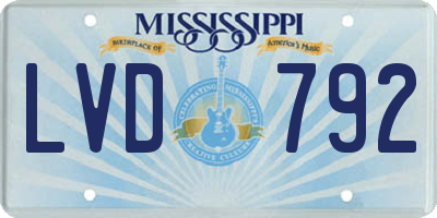 MS license plate LVD792