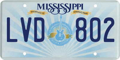 MS license plate LVD802