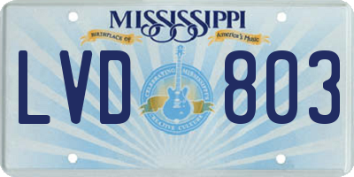 MS license plate LVD803
