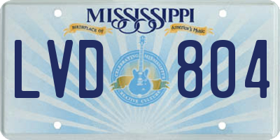 MS license plate LVD804