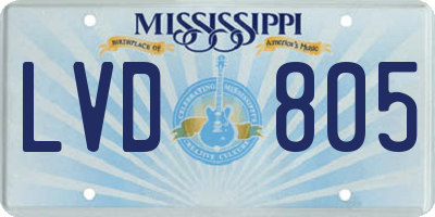 MS license plate LVD805