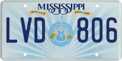 MS license plate LVD806
