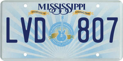 MS license plate LVD807