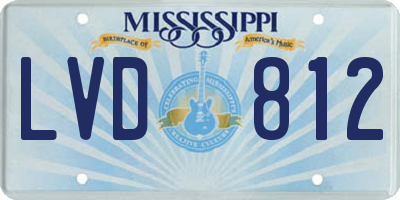 MS license plate LVD812
