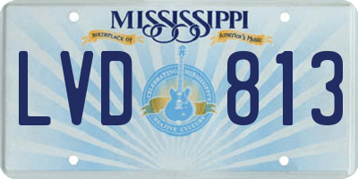 MS license plate LVD813