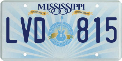 MS license plate LVD815