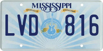 MS license plate LVD816
