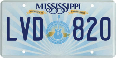 MS license plate LVD820