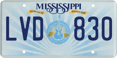 MS license plate LVD830
