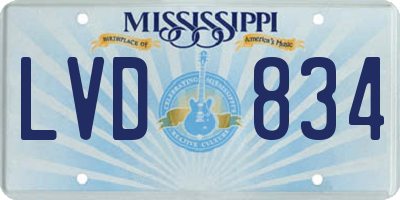MS license plate LVD834