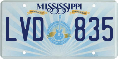 MS license plate LVD835