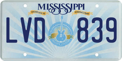 MS license plate LVD839
