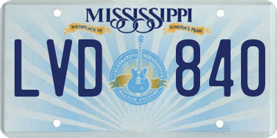 MS license plate LVD840