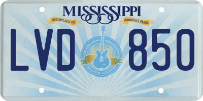 MS license plate LVD850