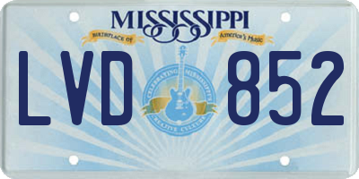 MS license plate LVD852