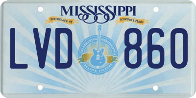 MS license plate LVD860