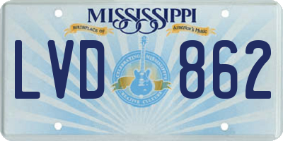 MS license plate LVD862