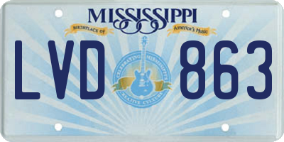 MS license plate LVD863
