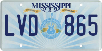 MS license plate LVD865