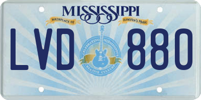 MS license plate LVD880
