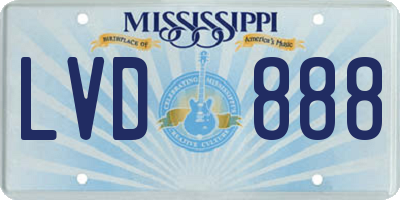 MS license plate LVD888