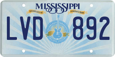 MS license plate LVD892