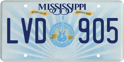 MS license plate LVD905
