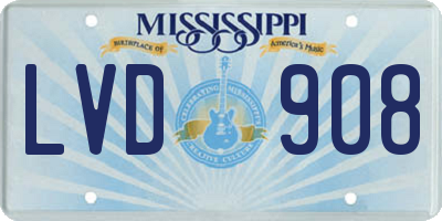 MS license plate LVD908